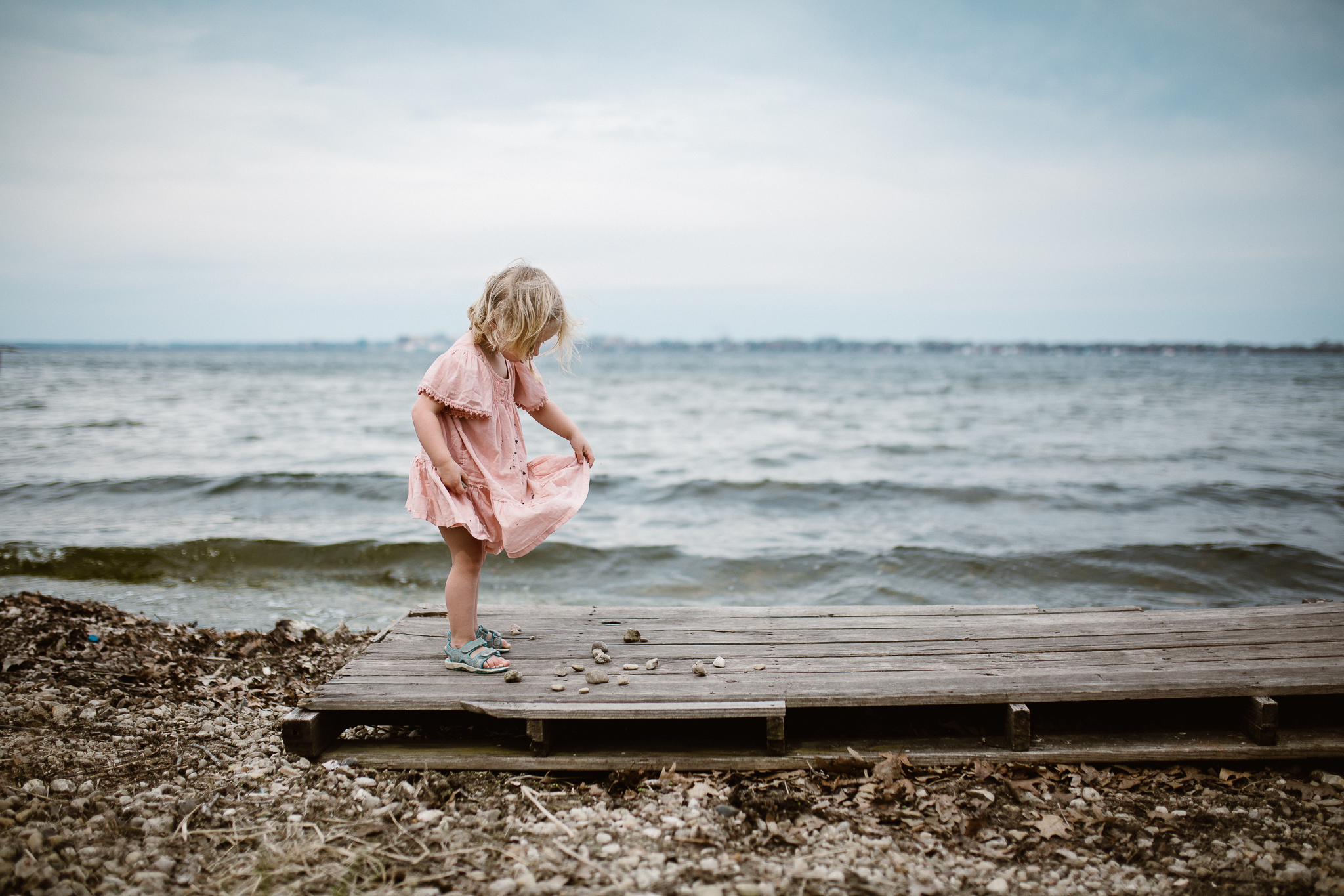 Rainy day lake session with a toddler.